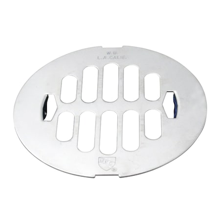 Westbrass 4-1/4" OD Brass Snap-in Shower Strainer Grid Drain Cover, Polished Chrome D3198-26